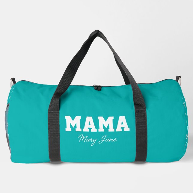 Turquoise Aqua Mama Lieferung Reisesym Duffle Bag (Rückseite)