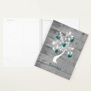 Turquoise arbre des coeurs Planificateur personnal