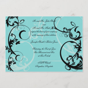 Turquoise avec Faire-part de mariage Black Swirl
