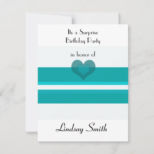 Turquoise bande surprise Invitation d'anniversaire (Devant)