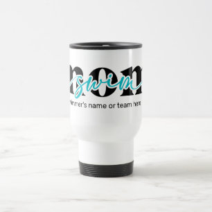 Turquoise Black Script Swim Maman Voyage Mug