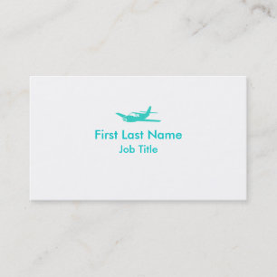 Turquoise blanc simple avion cartes de visite pers