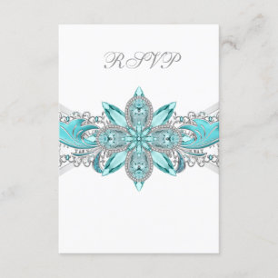 Turquoise Bleu Argent Quinceanera RSVP