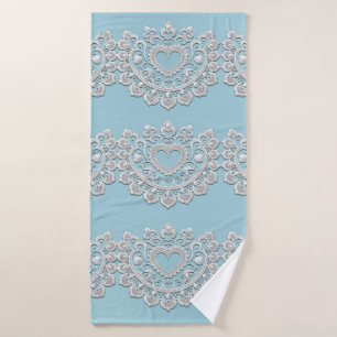 Turquoise Bleu Blanc Dentelle Cœur Mariage Mariée