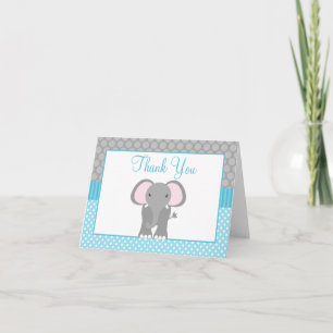 Turquoise bleu gris éléphant Polka Dot Merci