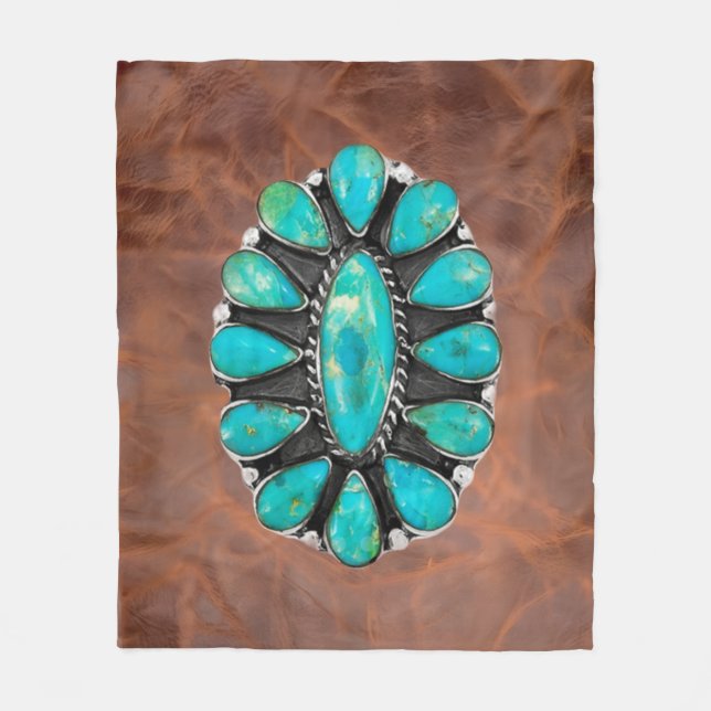 Turquoise bling fleecedecke (Vorderseite)