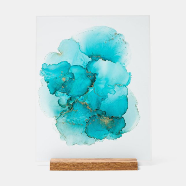 Turquoise Blue Abstract Fluid Art (Recto)