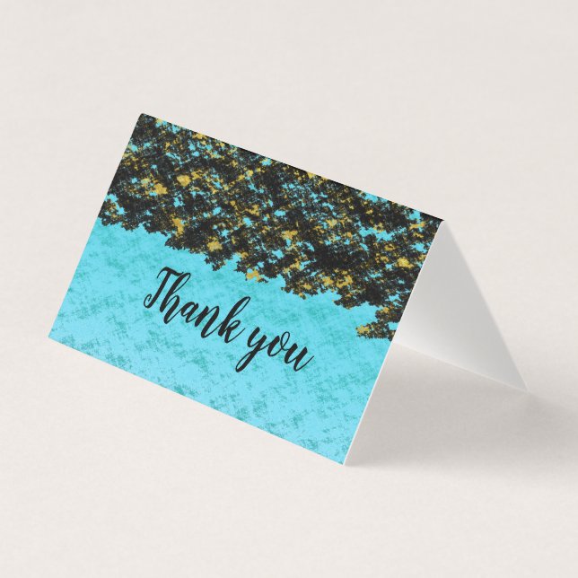Turquoise Blue Black Gold Motifs Merci Abstrait (Front)