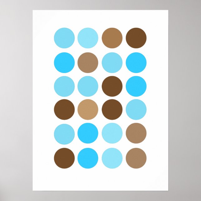 Turquoise Blue & Brown Dots Modern Pattern Poster (Vorne)