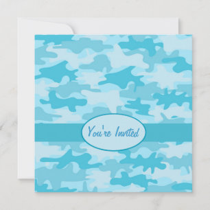 Turquoise Blue Camouflage Camouflage Party Event Einladung