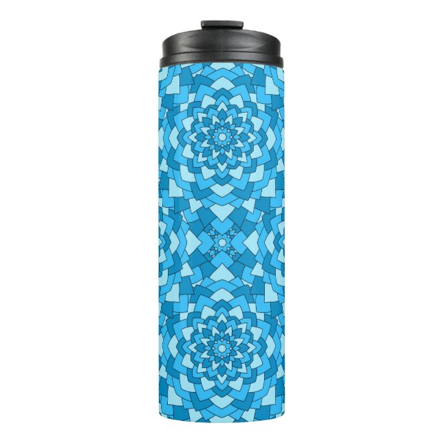Turquoise blue floral geometric seamless pattern i thermosbecher (Vorderseite)
