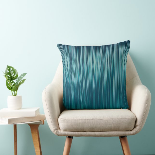 Turquoise Blue Green Graphic Pleat Stripe Pattern Kissen (Stuhl )