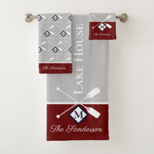  Turquoise Blue Grey Monogram Lake House Bain naut