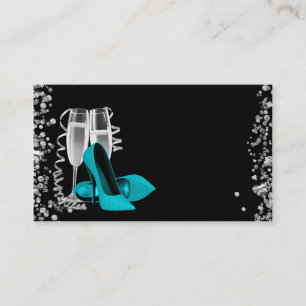 Turquoise Blue High Heel Chaussure Cartes de visit
