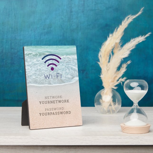 Turquoise Blue Ocean Beach Wi-Fi Sign Plate Fotoplatte (Seite)