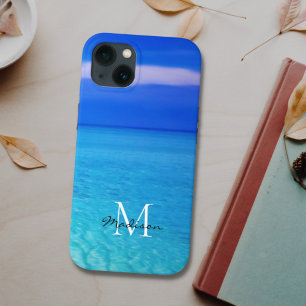 Turquoise Blue Ocean Custom Name Monogram Case-Mate iPhone Hülle