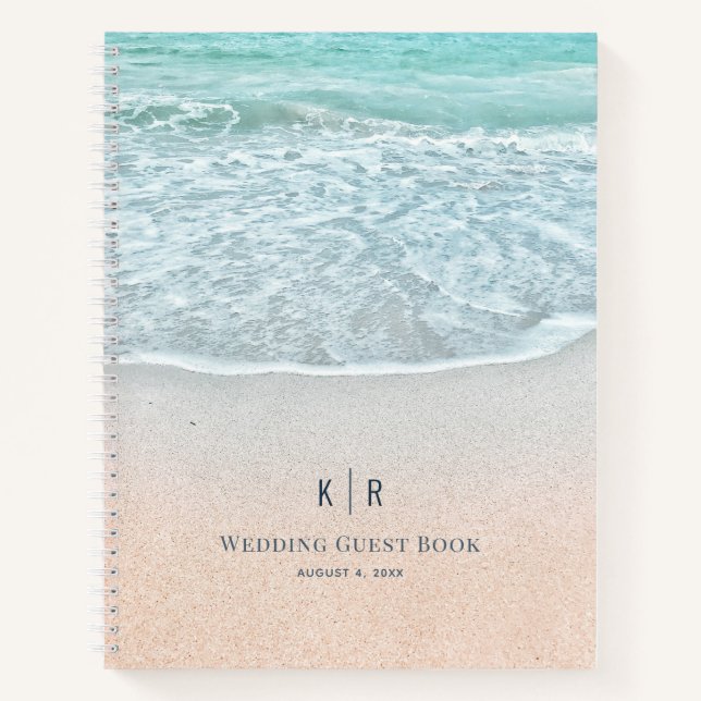 Turquoise Blue Ocean Photo Mariage Livre d'or (Devant)