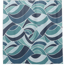 Turquoise & Blue Ocean Waves Douche rideau
