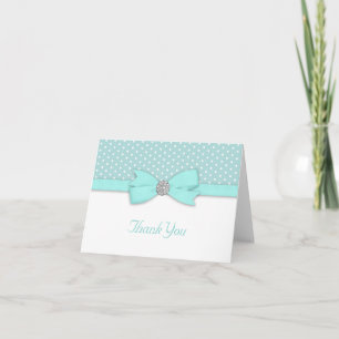 Turquoise Blue Polka Dot Merci Cartes