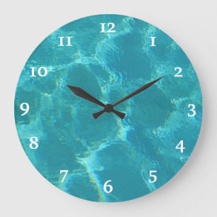 Turquoise Blue Water Wall Clock Große Wanduhr