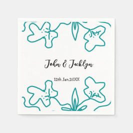Turquoise blue wedding couple name date flstylish  serviette