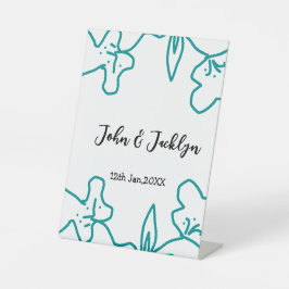Turquoise blue wedding couple name date flstylish  sockelschild