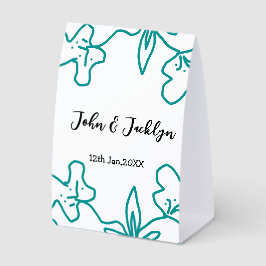 Turquoise blue wedding couple name date flstylish  tischaufsteller 