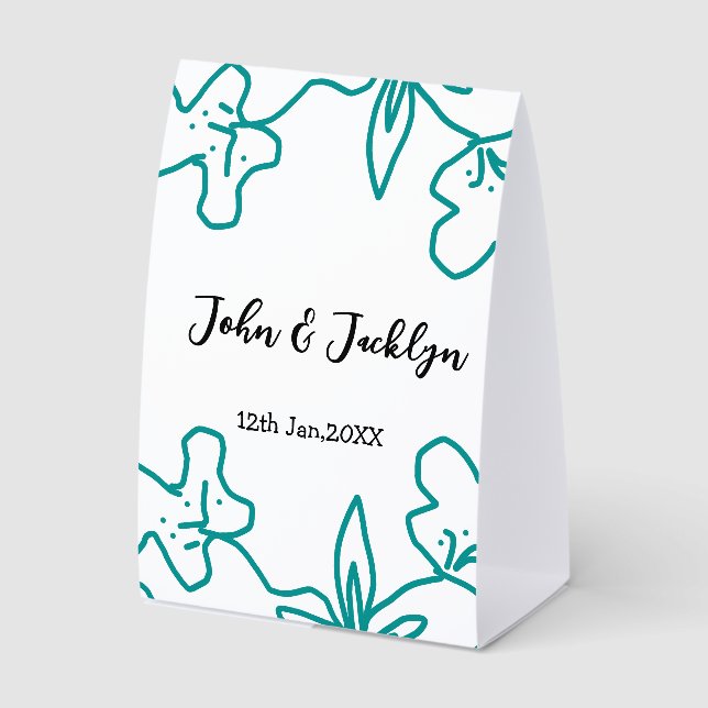 Turquoise blue wedding couple name date flstylish  tischaufsteller  (Vorderseite)