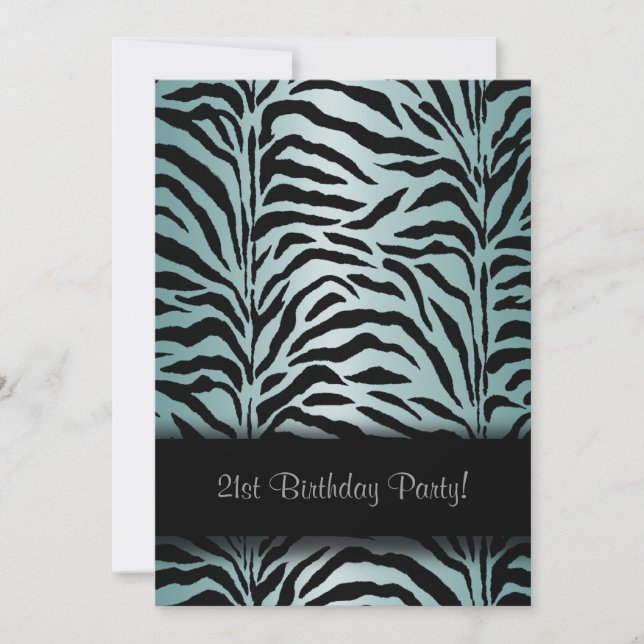 Turquoise Blue Zebra Anniversaire Fête Invitation (Devant)