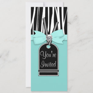 Turquoise Blue Zebra Party Invitation Modèle