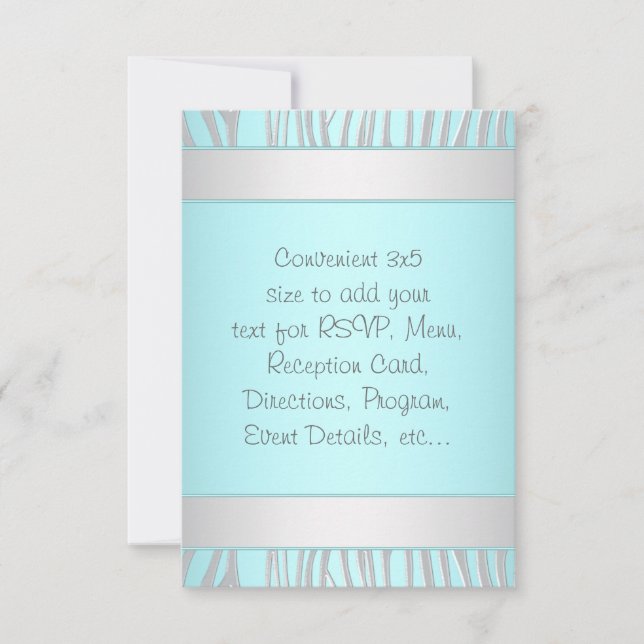 Turquoise Blue Zebra RSVP Tout usage (Devant)