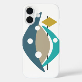 Turquoise Boomerang Retro Mitte Jahrhundert Modern iPhone 16 Hülle
