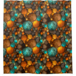 Turquoise Brown Abstract Fractal Pattern Duschvorhang