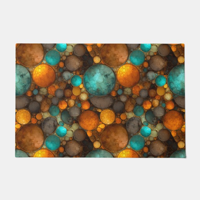 Turquoise Brown Abstract Fractal Pattern Fußmatte (Vorderseite)