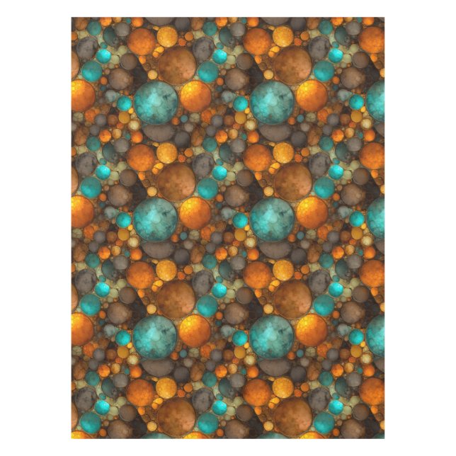 Turquoise Brown Abstract Fractal Pattern Tischdecke (Vorderseite)
