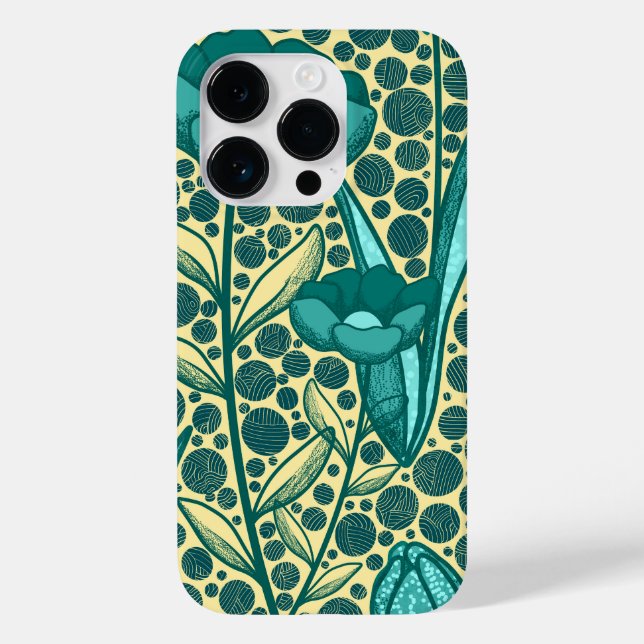 Turquoise bulbo flowers Case-Mate iPhone 14 pro hülle (Rückseite)