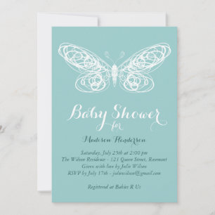Turquoise Butterfly Baby Dusche Einladung