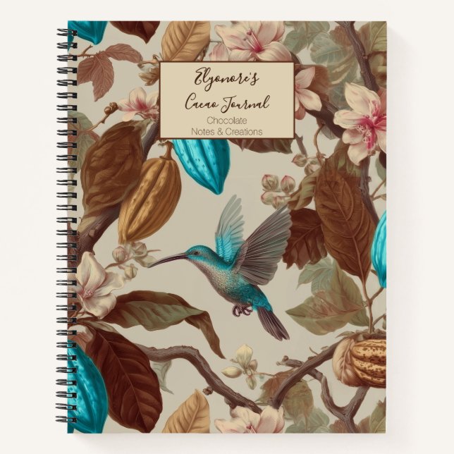 Turquoise Cacao Hummingbird Journal Notizbuch (Vorderseite)