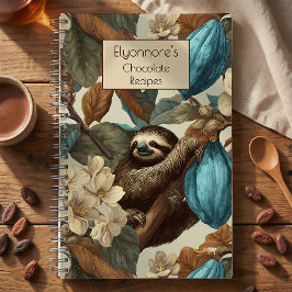Turquoise Cacao Sloth Botanical Cooking Recipes Notizbuch