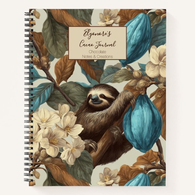 Turquoise Cacao Sloth Chocolate Tasting Notizbuch (Vorderseite)