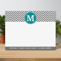 Turquoise Charbon Chevrons Monogram Merci