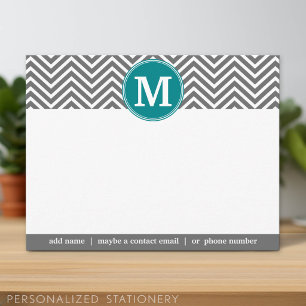 Turquoise Charcoal Chevrons Monogram Vielen Dank Dankeskarte