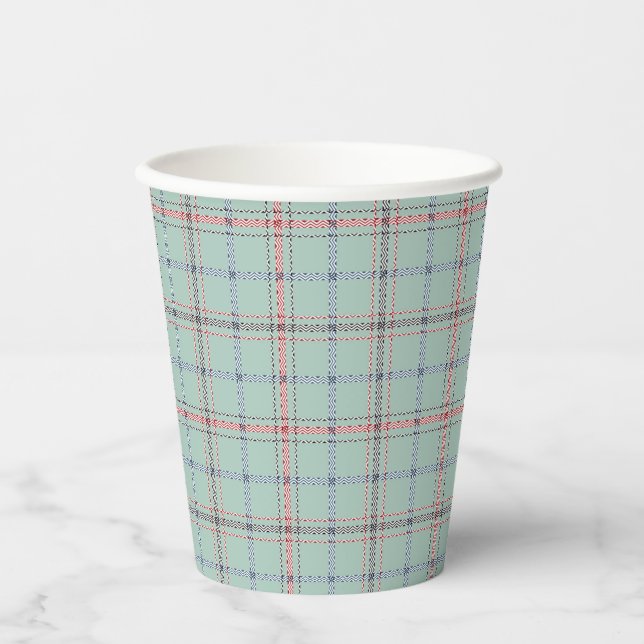 Turquoise checkered classic pattern. pappbecher (Vorderseite)