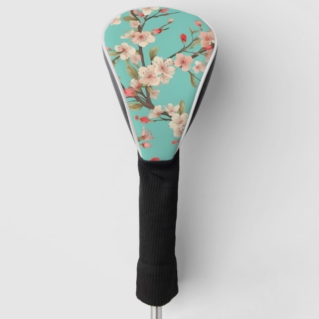 Turquoise Cherry Blossom Golf Head Cover Headcover (Vorderseite)