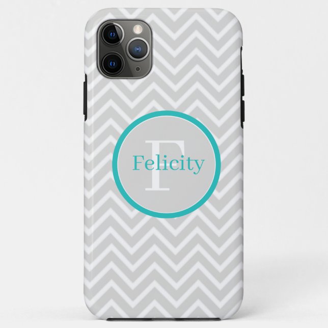 Turquoise Chevron Monogram Coque-Mate coque iphone (Dos)