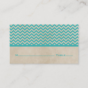 Turquoise Chic Chevron Cartes de Place