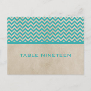 Turquoise Chic Chevron Numéro de table Carte posta