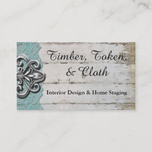Turquoise chic minable et cartes de visite en bois