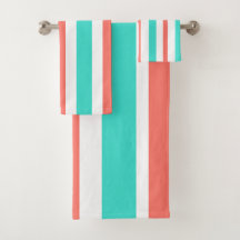 Turquoise Coral White Stripes