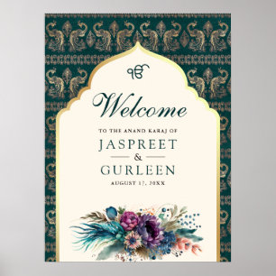 Turquoise Crème Anand Karaj Mariage Affiche de bie